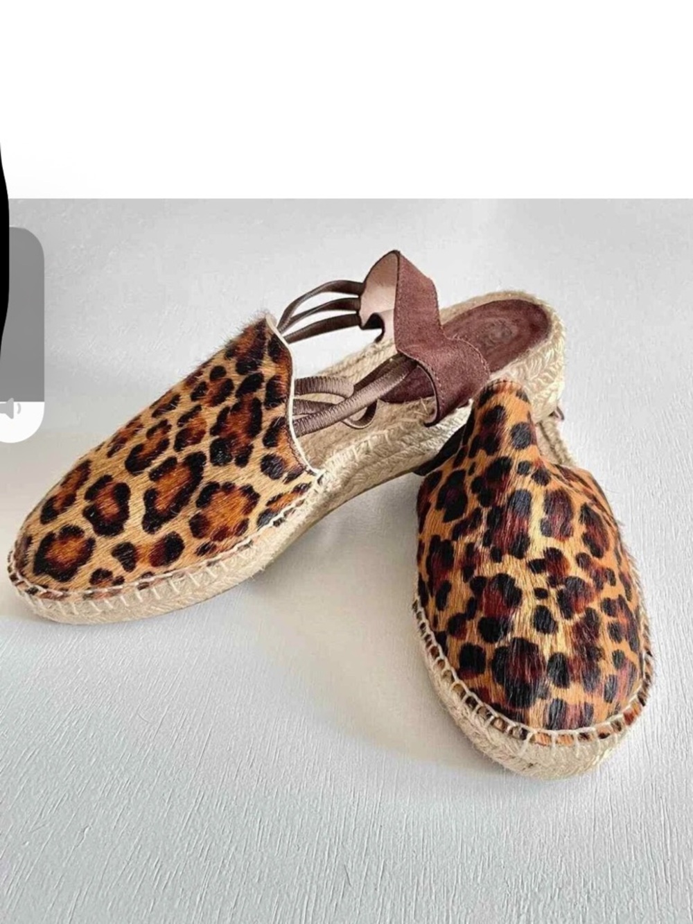 Picon Leopard Slingback sandal Shoe 7.5 Calf Hair Leather